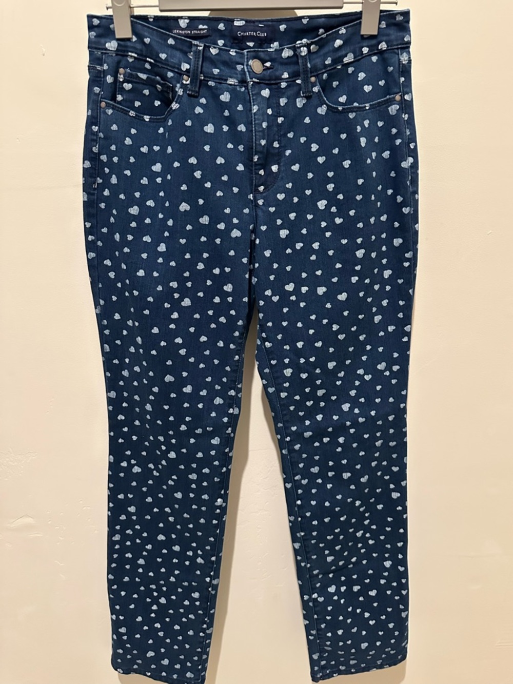 Charter Club Navy Blue Jeans with White Heart Print - Size 6